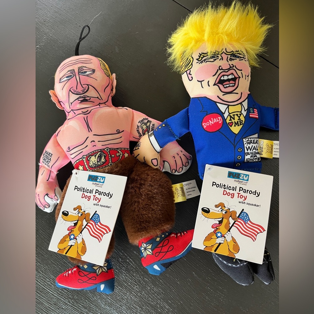 NWT Political Parody Putin and Trump Dog Toy Set 12"